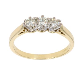 18ct Yellow Gold 0.50ct Brilliant Cut Diamond Trilogy Ring