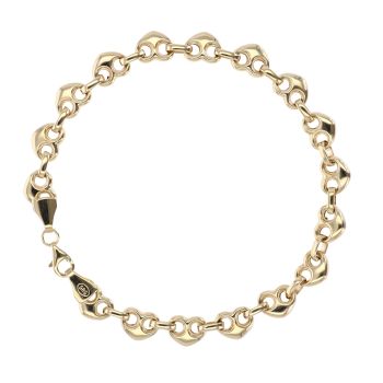 14ct Yellow Gold Hearts Bracelet 7.5"