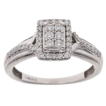 9ct White Gold 0.40ct Brilliant Cut Diamond Cluster Ring