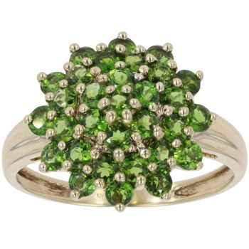9ct Yellow Gold Green Gemstone Cluster Ring