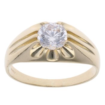 9ct Yellow Gold Cubic Zirconia Signet Ring