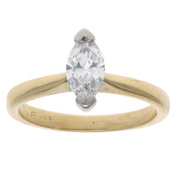 18ct Yellow Gold 0.52ct Marquise Cut Diamond Solitaire Ring