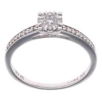 9ct White Gold 0.25ct Diamond Cluster Ring