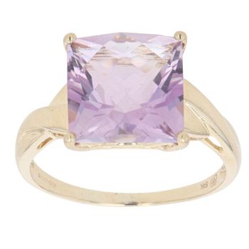 9ct Yellow Gold Amethyst Single Stone Ring