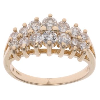 14ct Yellow Gold 1.00ct Brilliant Cut Diamond Cluster Ring