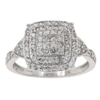 9ct White Gold Brilliant Cut 1.00ct Diamond Cluster Ring