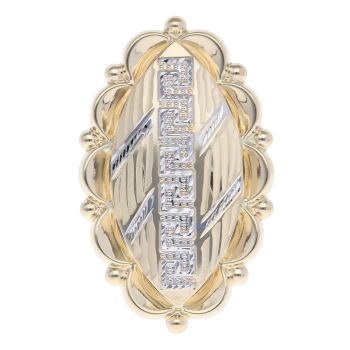 14ct Yellow And White Gold Greek Key Patterned Marquise Ring