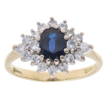 18ct Yellow Gold 0.60ct Diamond And Sapphire Cluster Ring