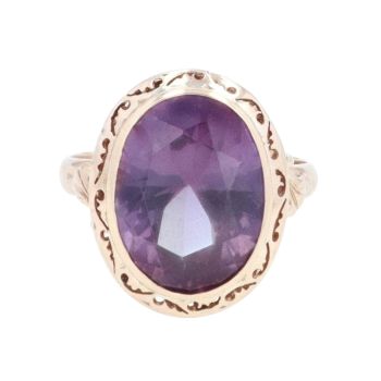 9ct Yellow Gold Single Stone Amethyst Ring