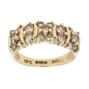 9ct Yellow Gold 0.90ct Brown Brilliant Cut Diamond Ring