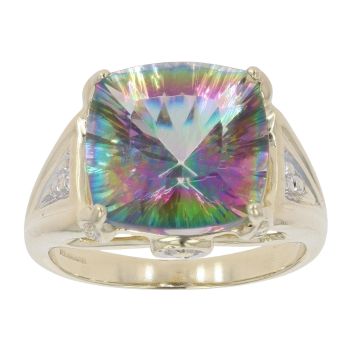 9ct Yellow Gold Mystic Topaz Single Stone Ring