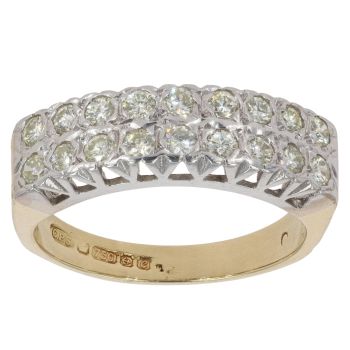 18ct Yellow Gold 0.55ct Brilliant Cut Diamond Two Row Ring