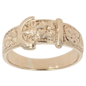 9ct Yellow Gold Patterned Buckle Ring
