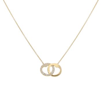 Gold Plated Silver Cubic Zirconia Double Heart Cut Out Pendant And Chain 18"