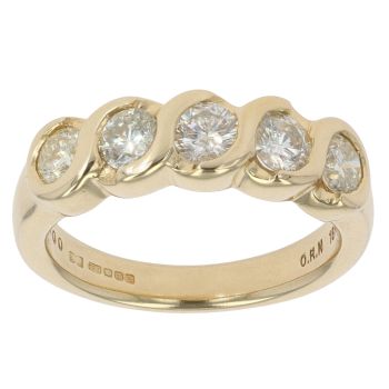 18ct Yellow Gold 1.00ct Diamond Five Stone Ring