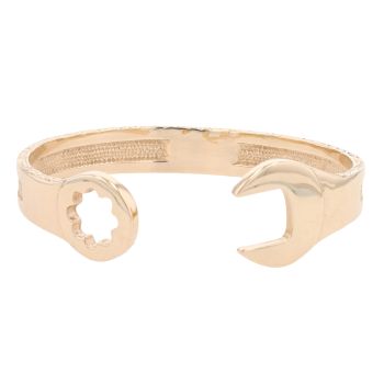 9ct Yellow Gold Spanner Patterned Torque Bangle