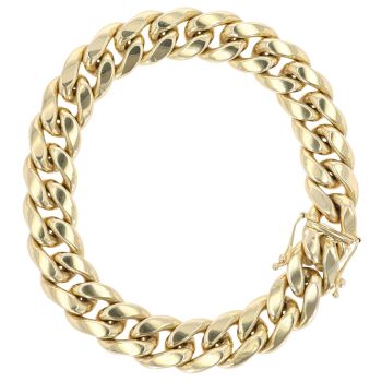 9ct Yellow Gold Plain Curb Bracelet 9"