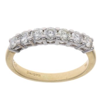 18ct Yellow Gold 0.75ct Brilliant Cut Diamond Half Eternity Ring