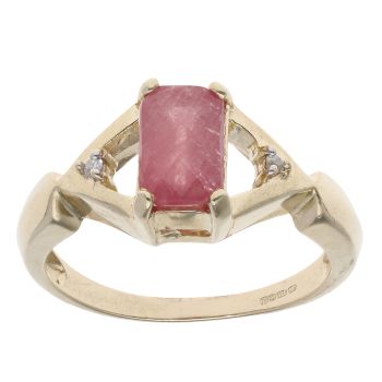 9ct Yellow Gold 0.02ct Diamond And Ruby Ring