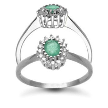 9 Carat White Gold 0.12pts Emerald And Diamond Cluster Ring