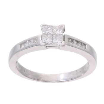 18ct White Gold 0.33ct Princess and Brilliant Cut Diamond Ring