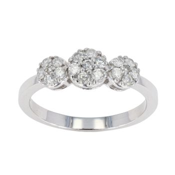 9ct White Gold 0.43ct Diamond Triple Cluster Ring by Anya Belle