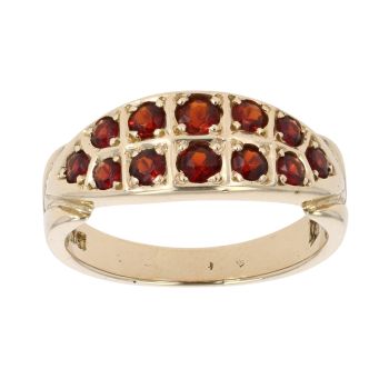 9ct Yellow Gold Two Row Garnet Ring