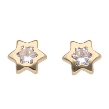 9ct Yellow Gold Cubic Zirconia Star Stud Earrings