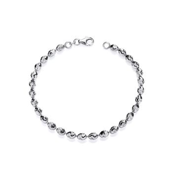 Sterling Silver Rhodium Plated Diamond Cut Oval 7.5" Ladies Bracelet