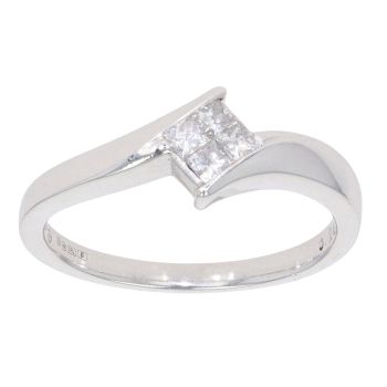 18ct White Gold 0.24ct Princess Cut Diamond Twist Cluster Ring