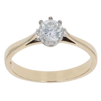 9ct Yellow Gold Cubic Zirconia Solitaire Ring