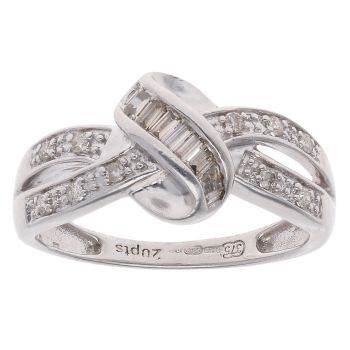 9ct White Gold 0.20ct Diamond Knot Ring