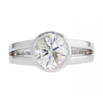 18ct White Gold 2.02ct Rub over Diamond Solitaire Ring