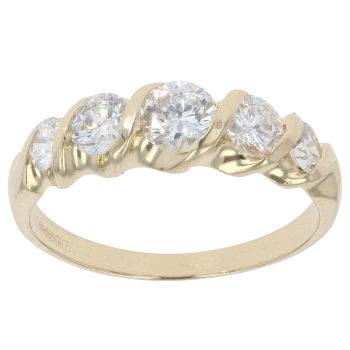 14ct Yellow Gold Cubic Zirconia Five Stone Ring