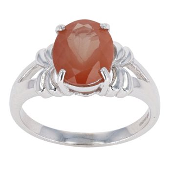 9ct White Gold Labradorite Oval Gemstone Single Stone Ring