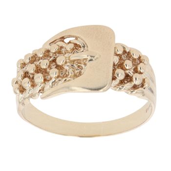 9ct Yellow Gold Three Row Keeper Buckle Ring