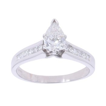 14ct White Gold 1.25ct Pear And Brilliant Cut Diamond Solitaire Ring