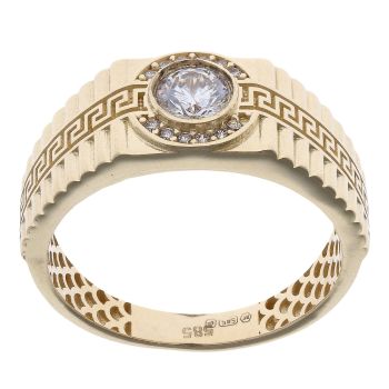 14ct Yellow Gold Cubic Zirconia Signet Ring