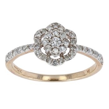 9ct Yellow Gold 0.45ct Diamond Cluster Ring by Anya Belle
