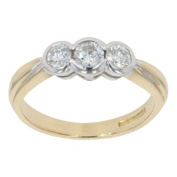 18ct Yellow Gold 0.50ct Diamond Trilogy Ring