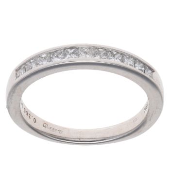 18ct White Gold 0.36ct Princess Cut Diamond Half Eternity Ring
