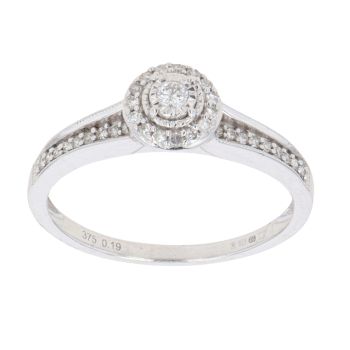 9ct White Gold 0.19ct Brilliant Cut Diamond Cluster Ring
