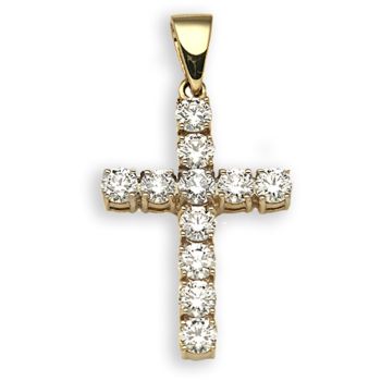 18ct Yellow Gold 2.00ct Diamond Cross Pendant