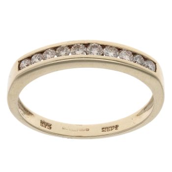 9ct Yellow Gold 0.25ct Brilliant Cut Diamond Half Eternity Ring