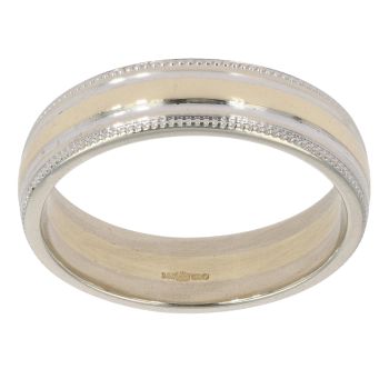 9ct Yellow and White Gold Milgrain Wedding Band 4.9mm