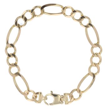 9ct Yellow Gold Figaro Bracelet 7.5"