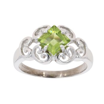 9ct White Gold Peridot Single Stone Ring