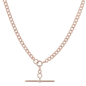9ct Rose Gold Albert T-Bar Chain 18"