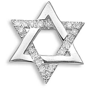 9ct White Gold 0.10ct Diamond Star Of David Pendant