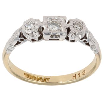 18ct Yellow Gold 0.10ct Brilliant Cut Diamond Trilogy Ring